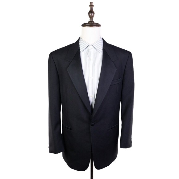 Bert Pulitzer Men's 1 Button Suit 42R Blazer Coat Wool Jacket Black Pants 32x28 - Picture 2 of 16